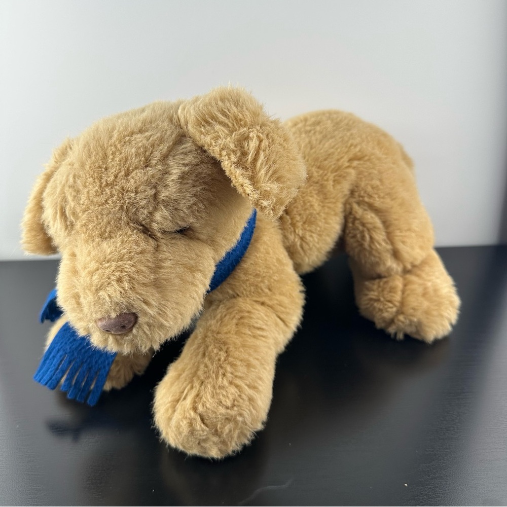Vintage 1997 Gund Eddie Bauer Tan Golden Retriever Brown Dog Blue Scarf Plush